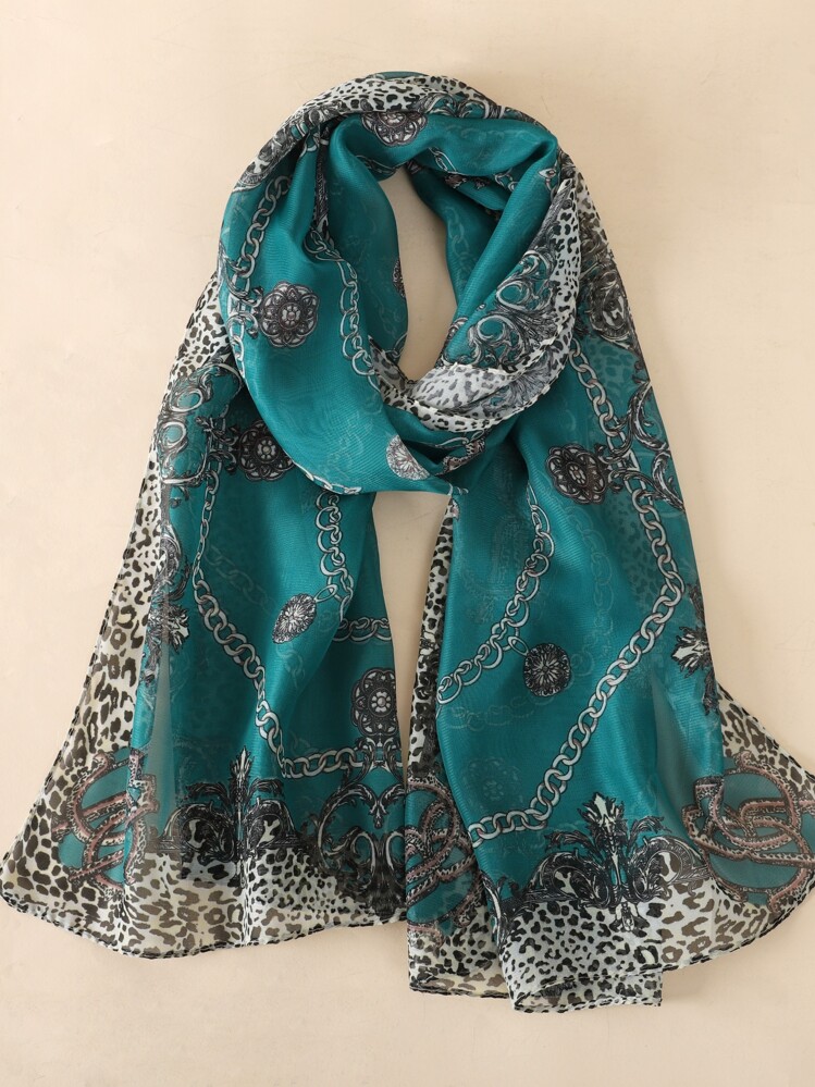 Phụ kiện du lịch khăn quàng cổ & họa tiết da báo Boho 1pc cho hoạt động ngoài trời tất cả các mùa - màu xanh lá - Xem 5