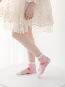 5雙女孩愛心圖案短襪 - 彩色 - 查看 3