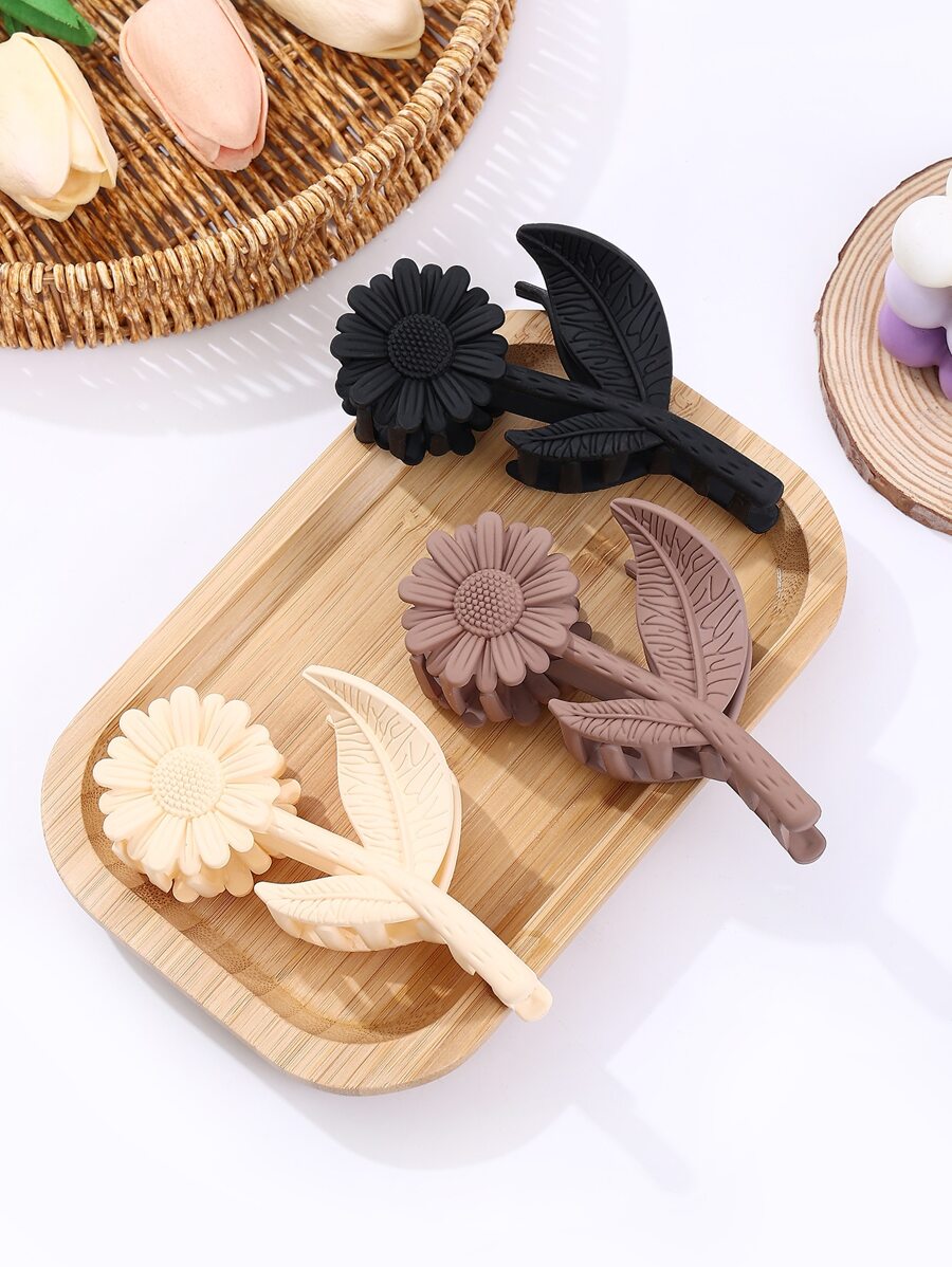 3 piezas Garra de pelo con diseño de flor - Multicolor - Ver 1