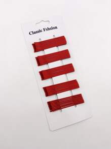 40 件/包 女式 6 公分紅色扁平髮夾，易於攜帶，適合日常使用 - 紅色 - 查看 1