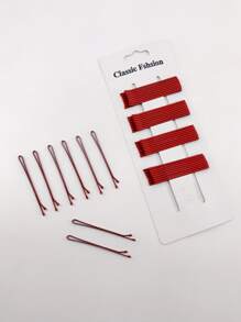 40 件/包 女式 6 公分紅色扁平髮夾，易於攜帶，適合日常使用 - 紅色 - 查看 2