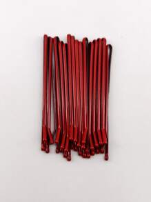 40 件/包 女式 6 公分紅色扁平髮夾，易於攜帶，適合日常使用 - 紅色 - 查看 3