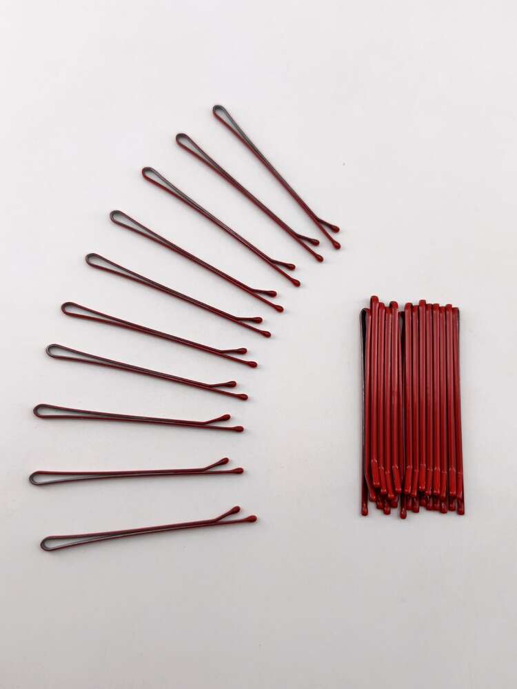 40 件/包 女式 6 公分紅色扁平髮夾，易於攜帶，適合日常使用 - 紅色 - 查看 5