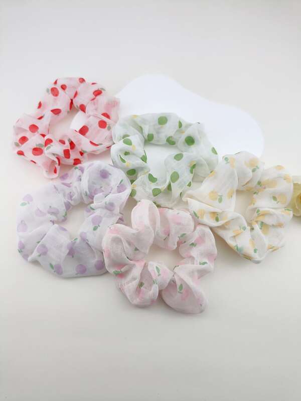 5pcs/Pack 10cm Apple Style Mesh Scrunchies