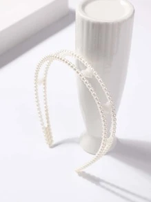 1入簡約珍珠編織心形髮箍