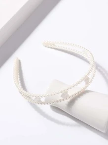1入簡約珍珠編織心形髮箍