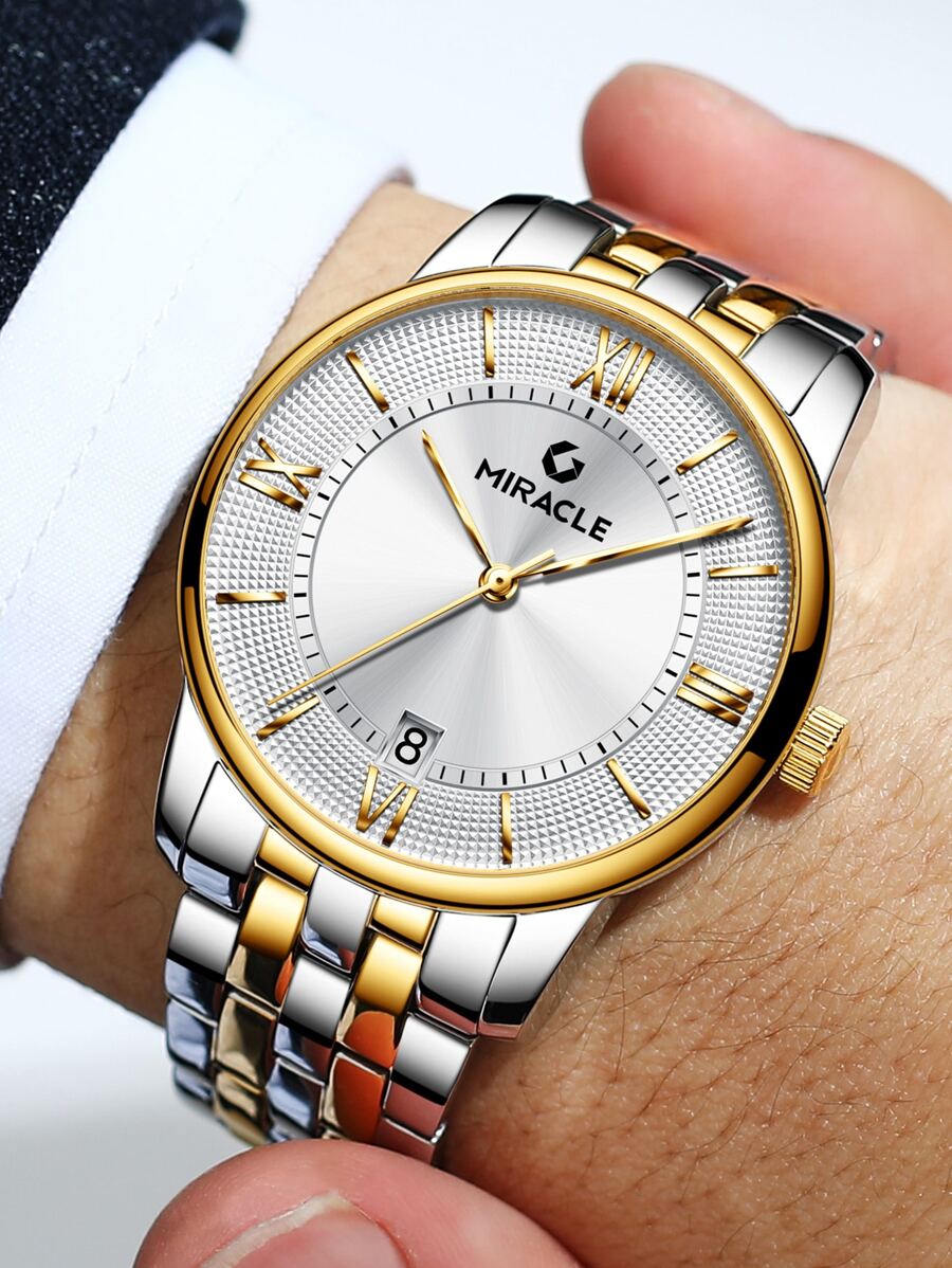 Hombres Reloj mecánico de puntero redondo