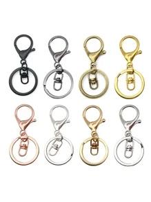 5入組/套小龍蝦扣和鑰匙圈DIY首飾配件 - 淺灰色 - 查看 1