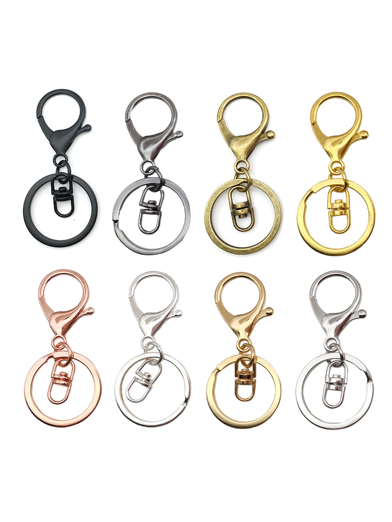 5入組/套小龍蝦扣和鑰匙圈DIY首飾配件 - 淺灰色 - 查看 1