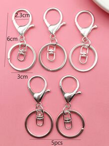 5入組/套小龍蝦扣和鑰匙圈DIY首飾配件 - 淺灰色 - 查看 4