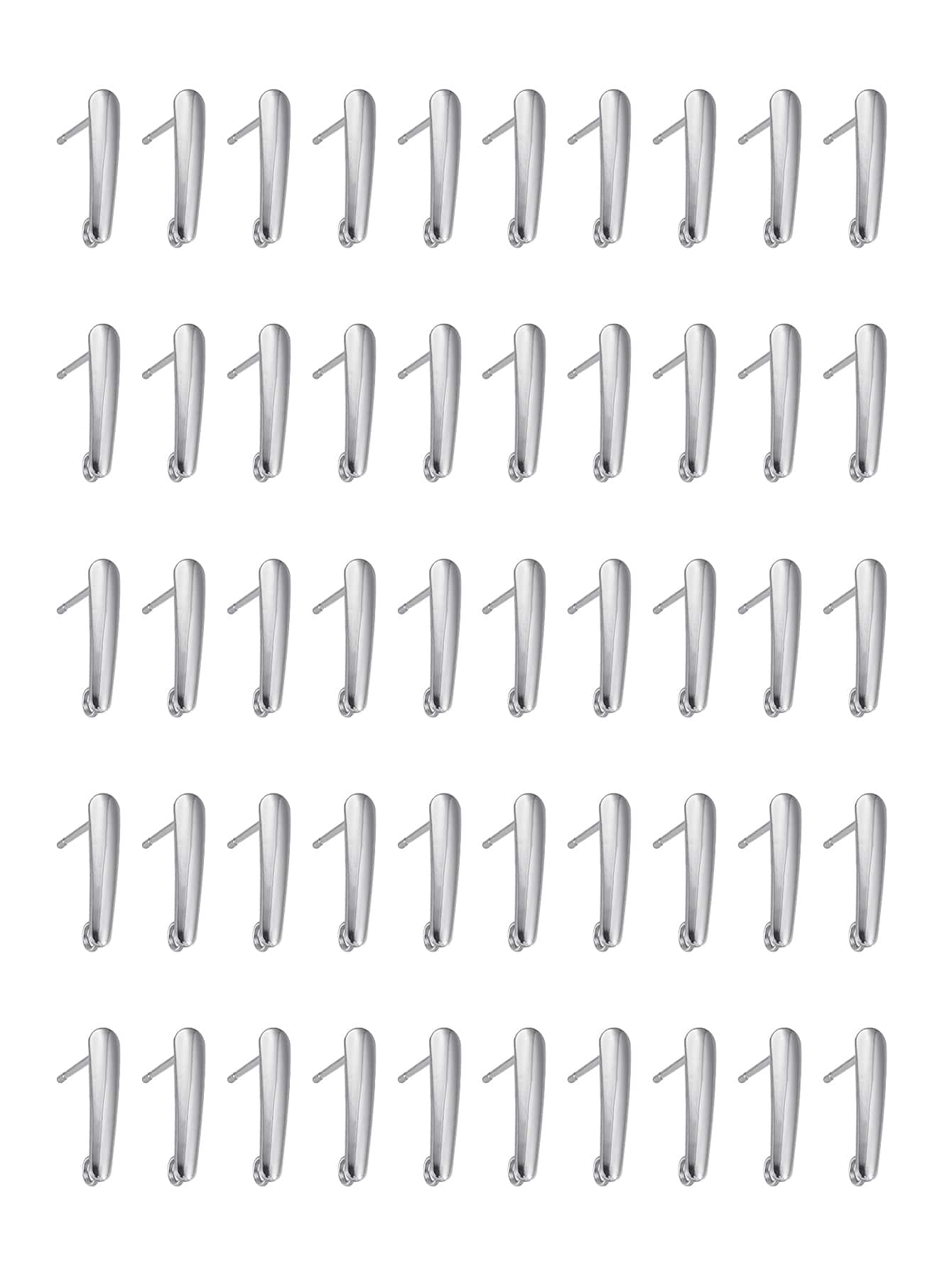 50pcs/set Minimalist DIY Earrings Accessory - Silver - View 1