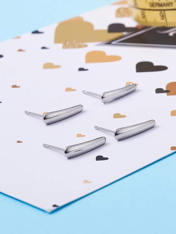 50 piezas/set minimalista DIY Pendientes Accesorio - Plateado - Añade 6