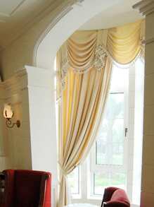 1 Máy Tính Màu Be Đơn Màn Màn Polyester Tua Rua Trang Trí Đơn Bảng Mất Điện Màn Cho Phòng Ngủ Và Phòng Khách - Màu be - Xem 4