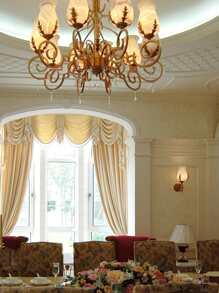 1 Máy Tính Màu Be Đơn Màn Màn Polyester Tua Rua Trang Trí Đơn Bảng Mất Điện Màn Cho Phòng Ngủ Và Phòng Khách - Màu be - Xem 5