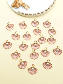 20pcs/Set Faux Pearl Decor Scallop DIY Pendant - Pink - View 1