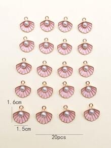20pcs/Set Faux Pearl Decor Scallop DIY Pendant - Pink - View 3