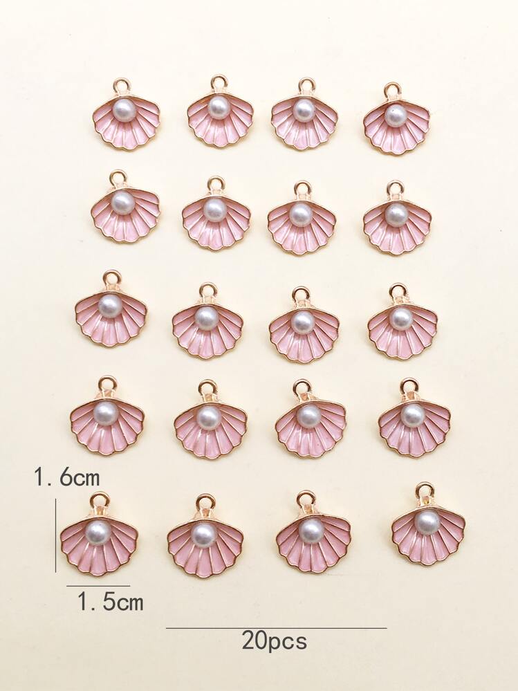 20入組人造珍珠裝飾的扇形diy吊墜 - 粉色 - 查看 3