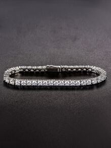 Vòng tay bạc trang trí bằng đá khối Zirconia dành cho nữ Trang sức cưới cô dâu - Bạc - Xem 3