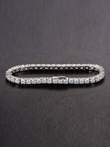 Vòng tay bạc trang trí bằng đá khối Zirconia dành cho nữ Trang sức cưới cô dâu - Bạc - Xem 4