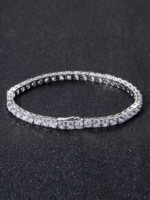 Vòng tay bạc trang trí bằng đá khối Zirconia dành cho nữ Trang sức cưới cô dâu - Bạc - Xem 2