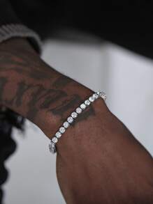 Vòng tay bạc trang trí bằng đá khối Zirconia dành cho nữ Trang sức cưới cô dâu - Bạc - Xem 7