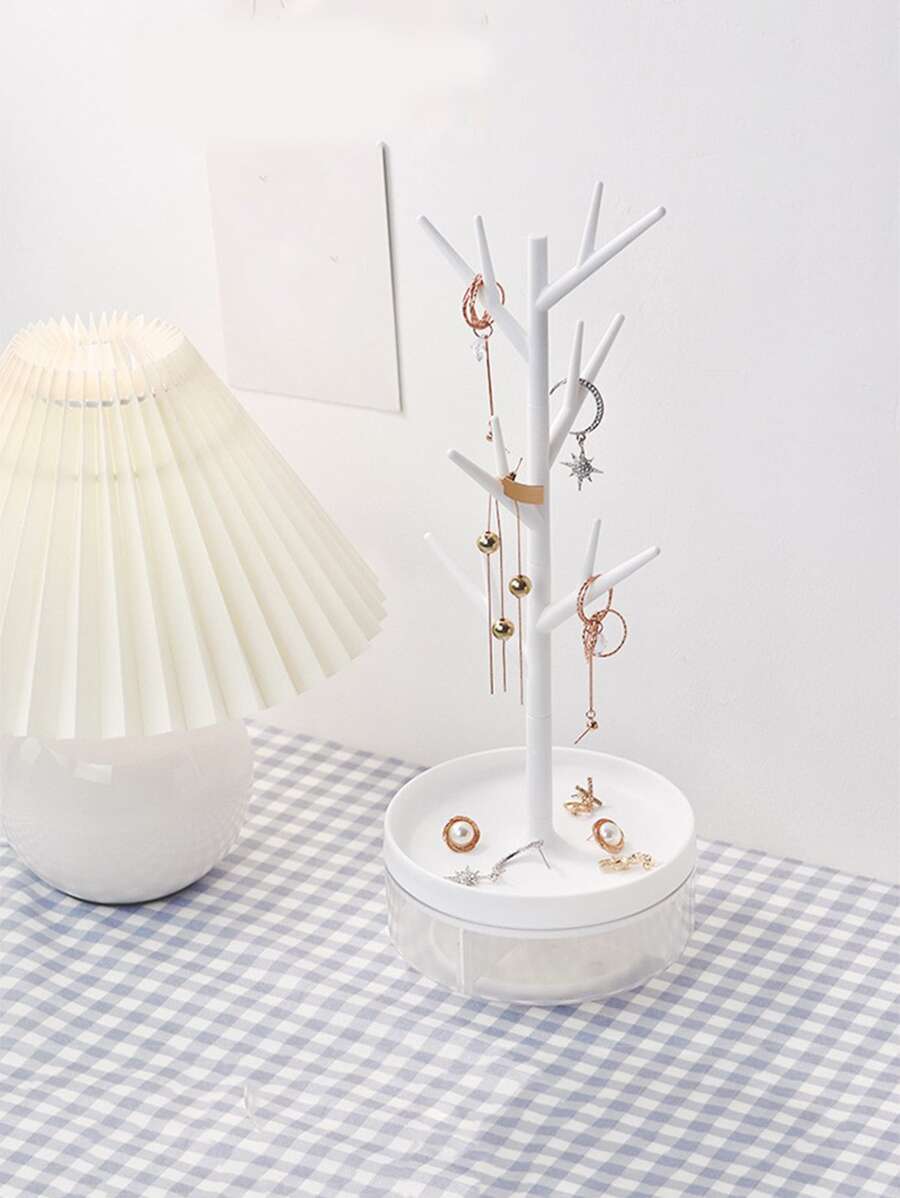 1 pieza de plástico Bisutería almacenamiento creativo Rama Torre de joyería estante para casa - Blanco - Ver 1