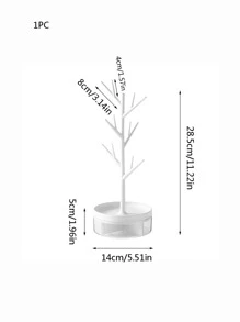 1 pieza de plástico Bisutería almacenamiento creativo Rama Torre de joyería estante para casa - Blanco - Ver 2
