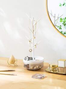 1 pieza de plástico Bisutería almacenamiento creativo Rama Torre de joyería estante para casa - Blanco - Ver 3