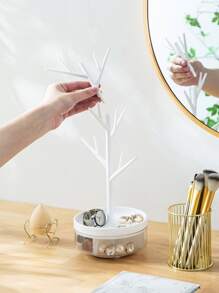 1 pieza de plástico Bisutería almacenamiento creativo Rama Torre de joyería estante para casa - Blanco - Ver 6