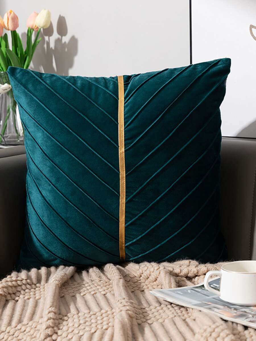 1pc Polyester Cushion Cover Without Filler, Modern Two Tone Decorative Throw Pillow Case For Home - Multicolor - View 1