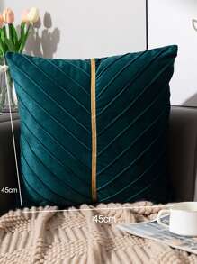 1pc Polyester Cushion Cover Without Filler, Modern Two Tone Decorative Throw Pillow Case For Home - Multicolor - View 2