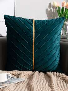 1pc Polyester Cushion Cover Without Filler, Modern Two Tone Decorative Throw Pillow Case For Home - Multicolor - View 3