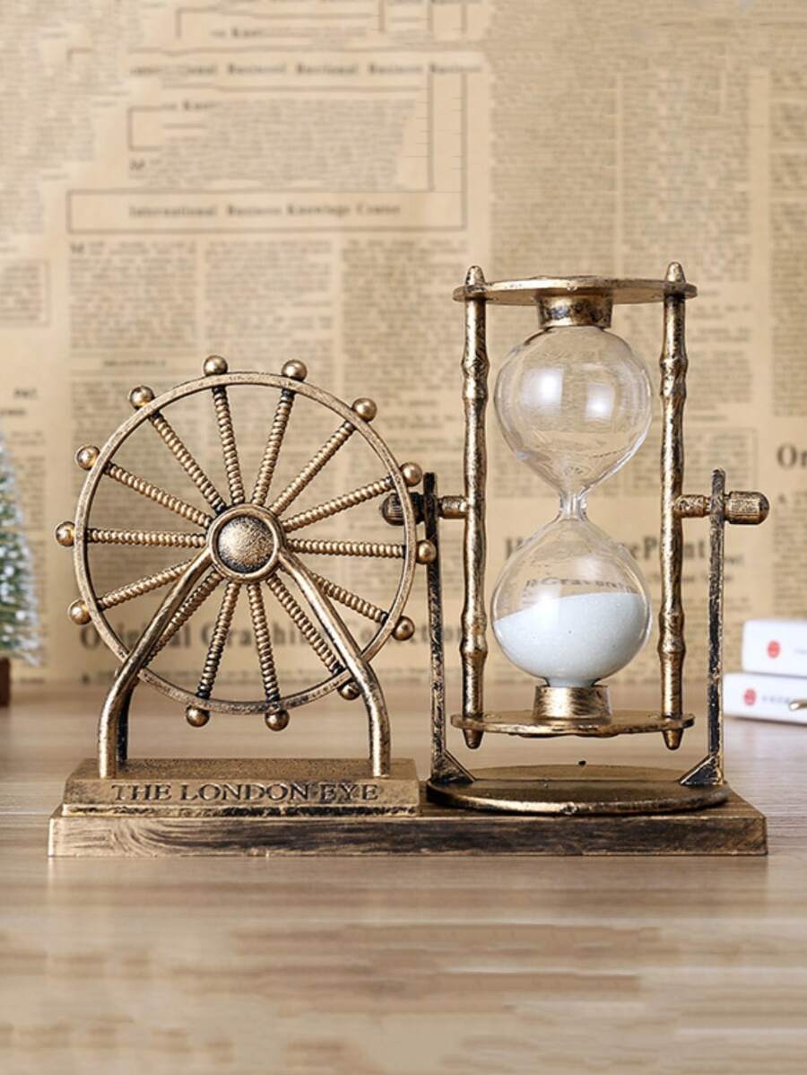 1 pieza Objeto decorativo de plástico, objeto decorativo con diseño creativo de noria para el hogar, mejor regalo - Bronce - Ver 1