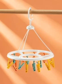 1pc Plastic Clothes Drying Rack & 20pcs Clothespin, Multicolor Drying Rack For Home - Multicolor - View 1