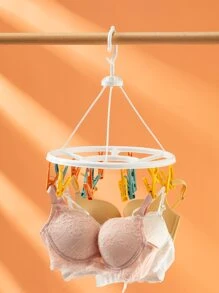 1pc Plastic Clothes Drying Rack & 20pcs Clothespin, Multicolor Drying Rack For Home - Multicolor - View 2