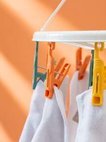 1pc Plastic Clothes Drying Rack & 20pcs Clothespin, Multicolor Drying Rack For Home - Multicolor - View 6