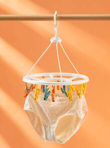 1pc Plastic Clothes Drying Rack & 20pcs Clothespin, Multicolor Drying Rack For Home - Multicolor - View 8