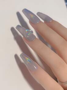 1片心形圖案全息指甲藝術貼紙 Y2K風格指甲藝術貼花 DIY - 彩色 - 查看 2