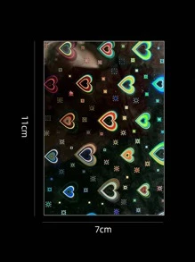 1片心形圖案全息指甲藝術貼紙 Y2K風格指甲藝術貼花 DIY - 彩色 - 查看 4