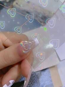 1片心形圖案全息指甲藝術貼紙 Y2K風格指甲藝術貼花 DIY - 彩色 - 查看 5