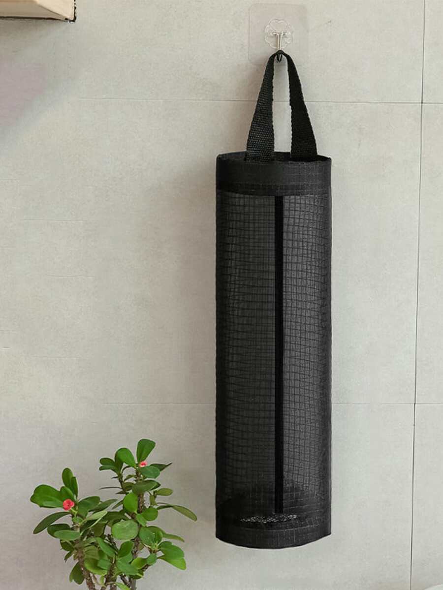 1pc Black Trash Bag Storage Bag, Polyester Kitchen Storage Bag For Kitchen - Yellow - View 1