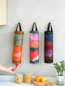 1pc Black Trash Bag Storage Bag, Polyester Kitchen Storage Bag For Kitchen - Yellow - View 5