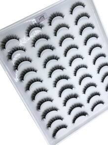 HBZGTLAD 20 对交叉奢华蓬松仿貂皮假睫毛，自然长手工卷翘 3D 睫毛，混合风格化妆假睫毛 - 黑色 - 查看 5