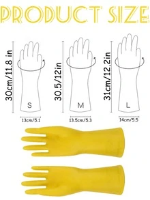 1對乳膠家用手套黃色家用洗碗手套