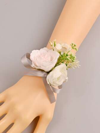 珍珠和花朵裝飾手腕胸花