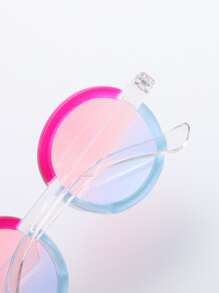 Children's Cute Round Frame Gradient Color Glasses - Multicolor - View 4