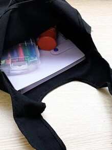 字母圖案背心風格購物袋 - 黑色 - 查看 3