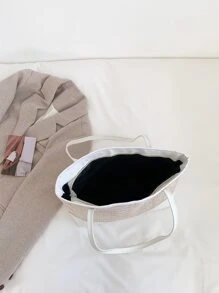 Minimalist Straw Bag - Beige - View 5