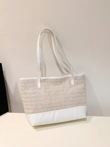 Minimalist Straw Bag - Beige - View 7