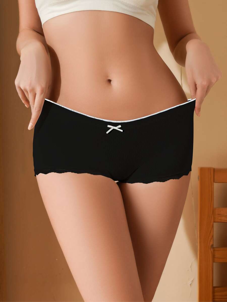 Quần short nữ Nơ Bướm Sò điệp màu trơn - màu đen - Xem 1